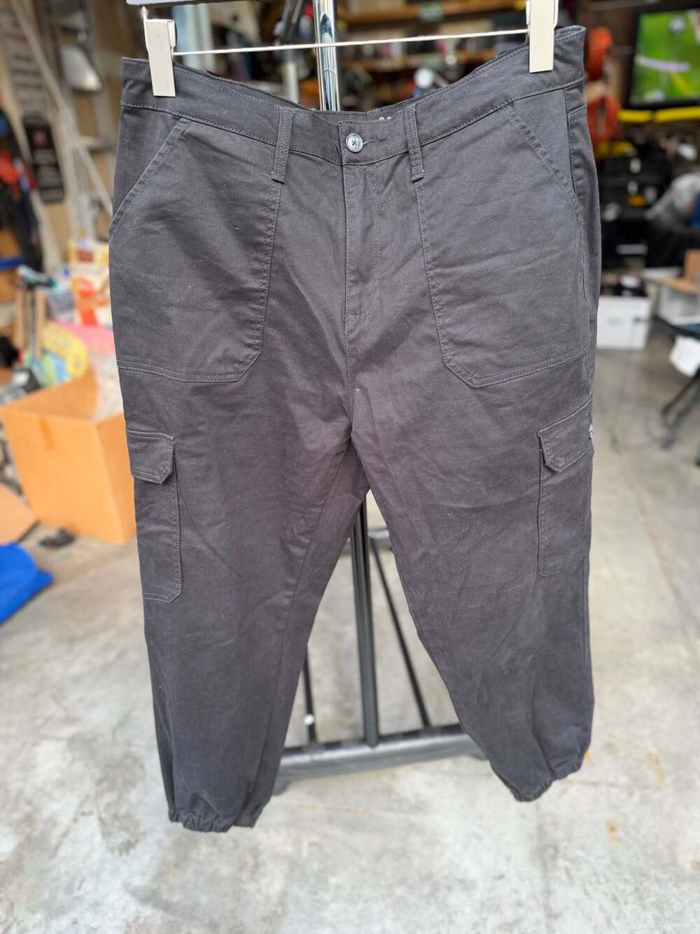 Terra & Sky Black Cargo Jogger Pants with Elastic Cuffs